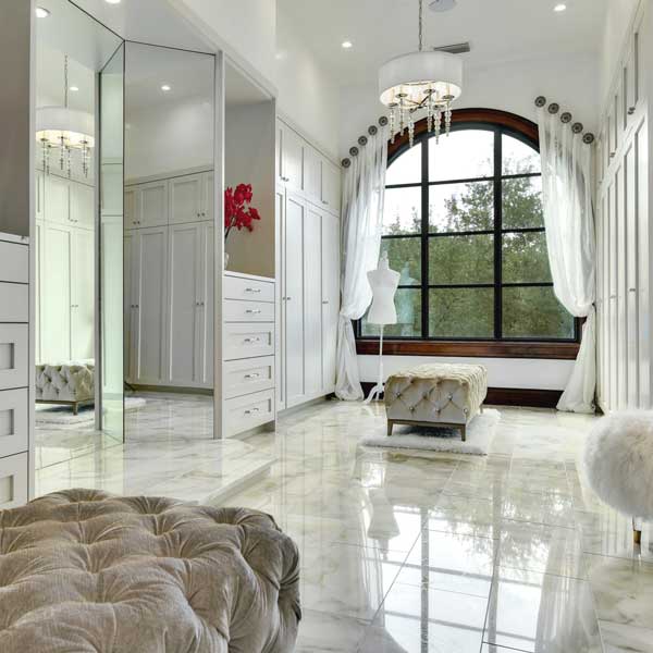 Stylish bedroom featuring modern drapery by The Great Curtain Company in Austin, TX.