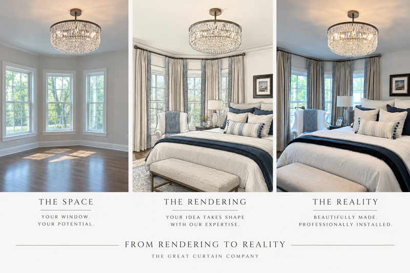 Bedroom rendering to reality.